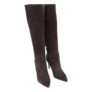 Nine West Richy Wide Calf Tall Stiletto Boots Dark Brown Suede US 8.5M